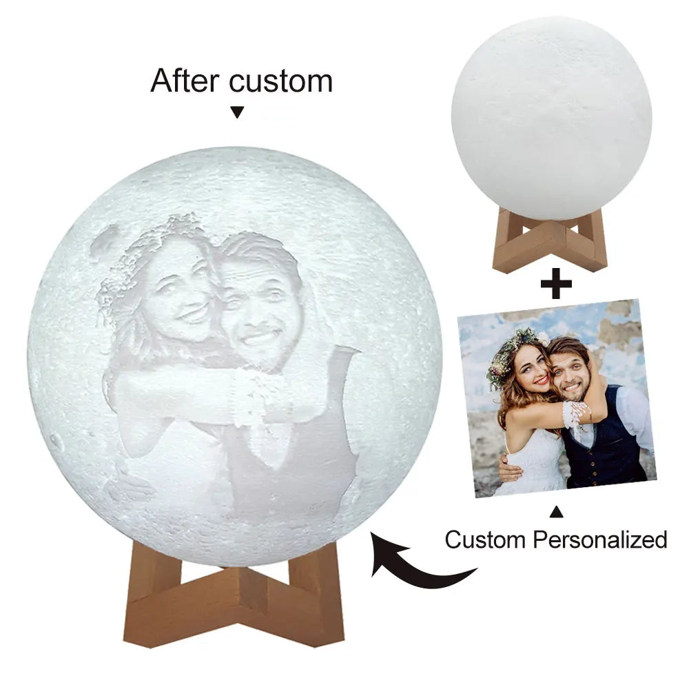 Personalized 3D Moon Lamp with Custom Photo & Text