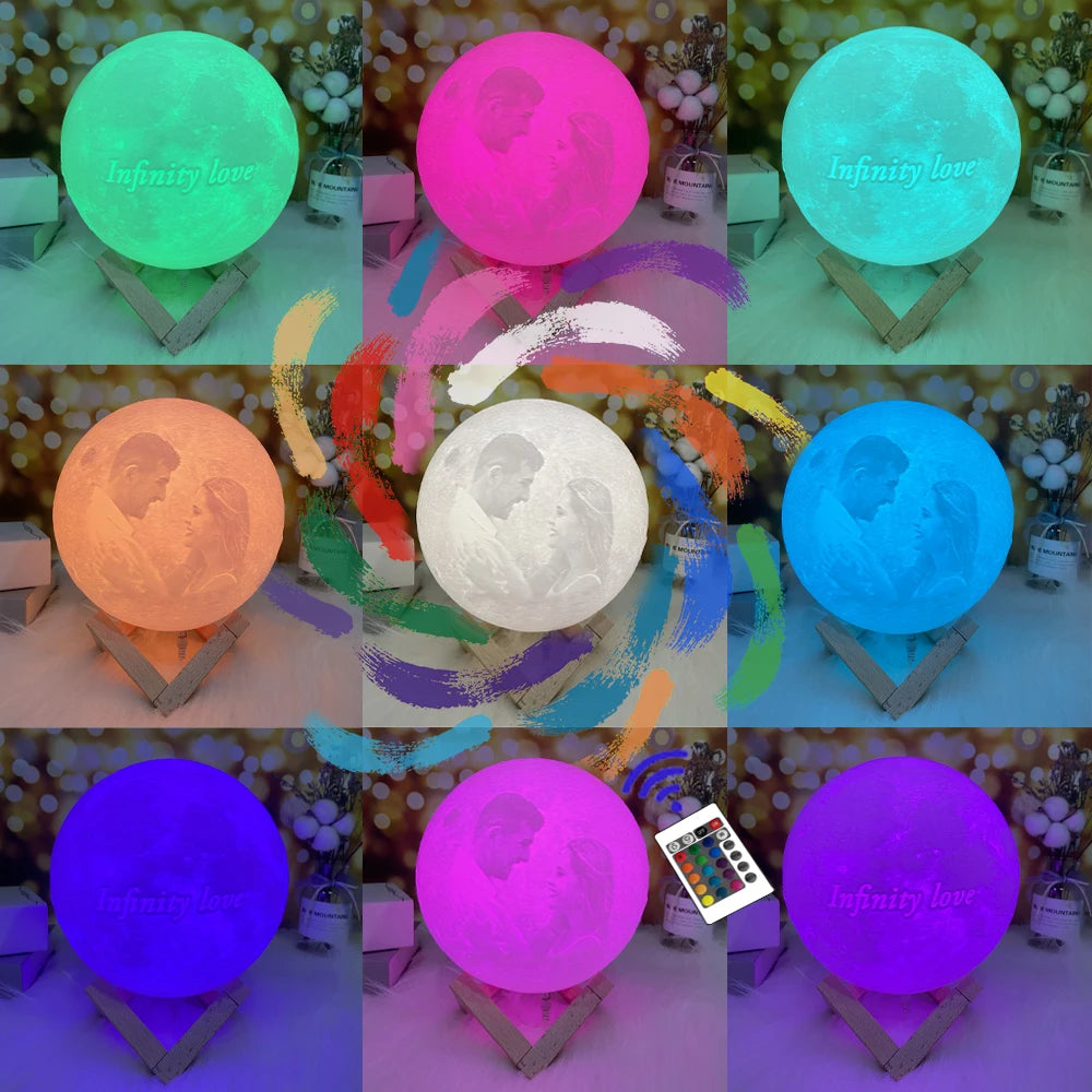 Personalized 3D Moon Lamp with Custom Photo & Text