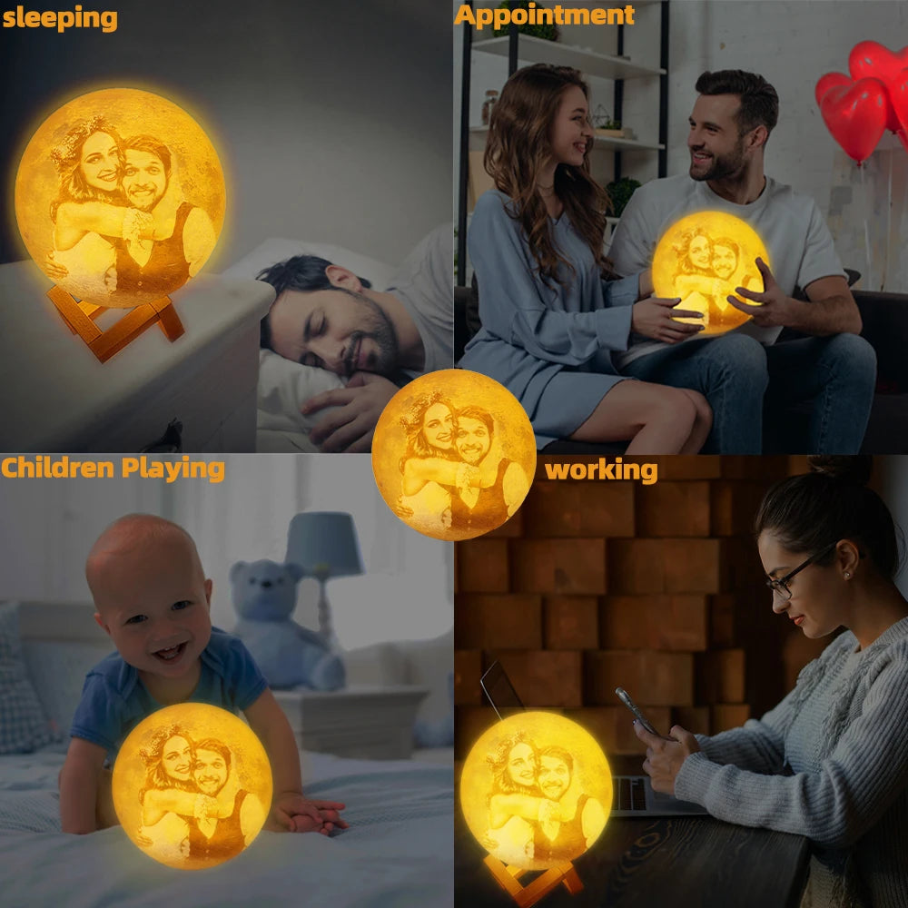 Personalized 3D Moon Lamp with Custom Photo & Text