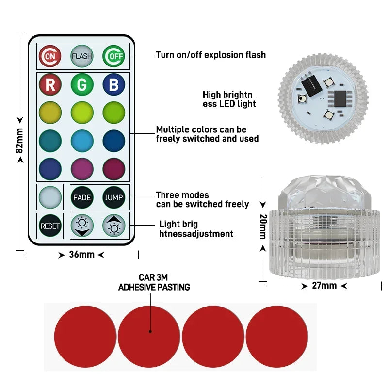 Wireless RGB Adhesive Accent Lights with Remote Control
