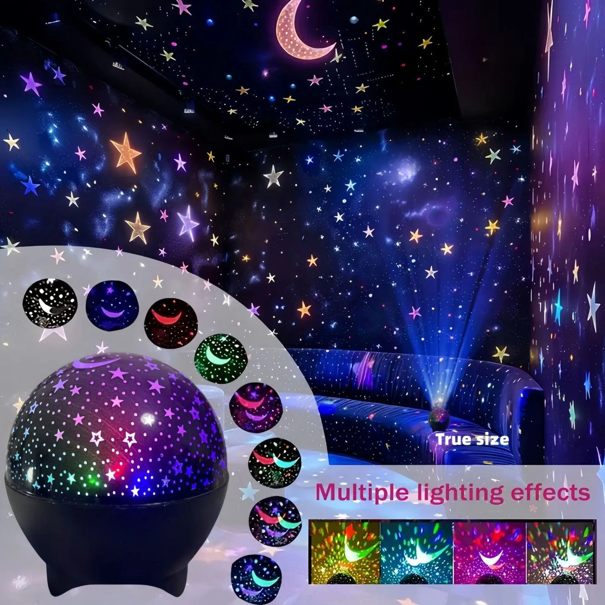 Starry Moon Galaxy Projector Lamp | RGB LED Night Light