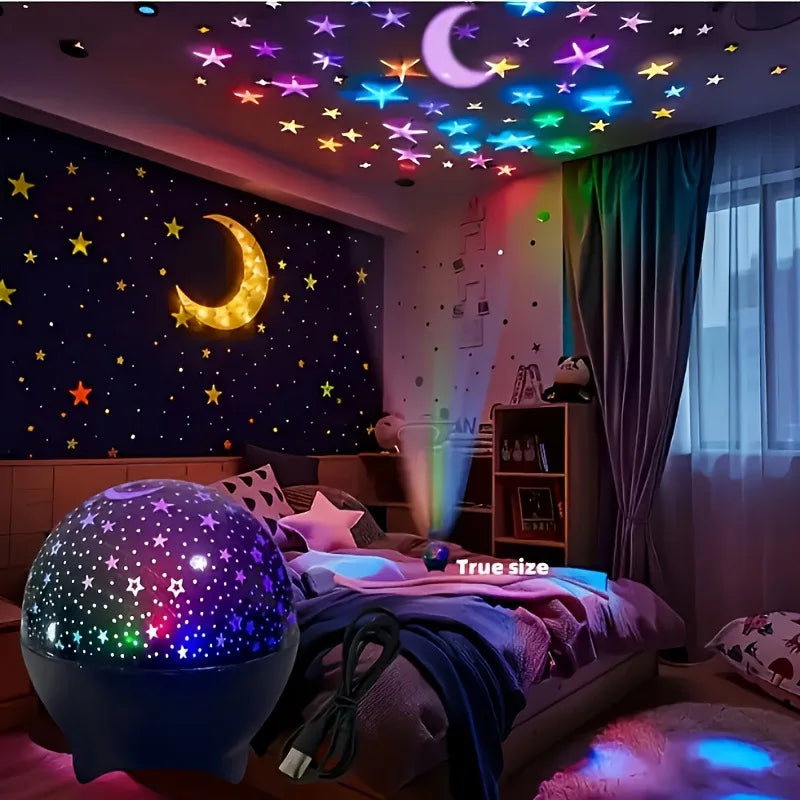 Starry Moon Galaxy Projector Lamp | RGB LED Night Light